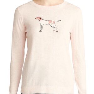 J. Crew mercantile sweater pale pink Heather with brown and white pointer dog